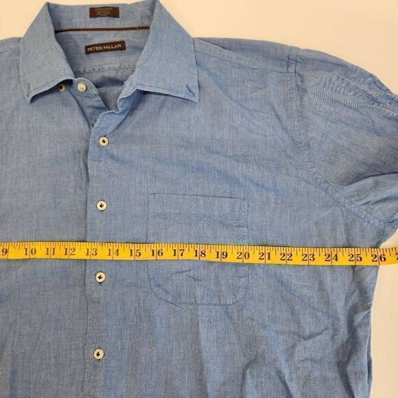 Peter Millar Size XL Long-Sleeve Button Up Blue 100% Cotton Men's Shirt S - Picture 5 of 7